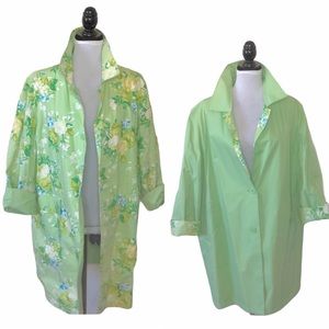 Michael Kors Reversible Green Floral Trench Coat
